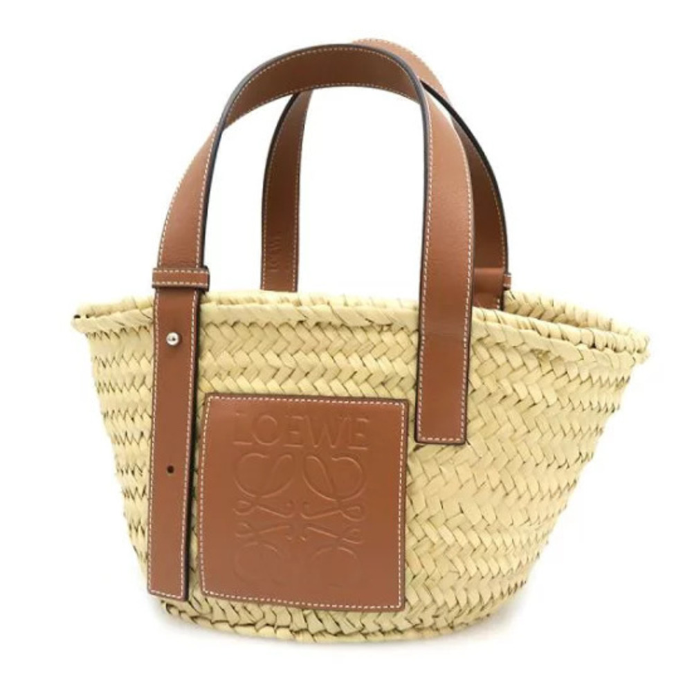Loewe Leather Basket Tote tan calfskin anagram embossed logo